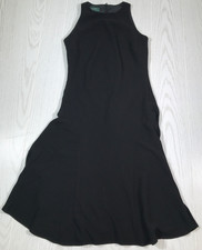 Lauren Ralph Lauren Maxi Dress Women 4 Black Sleeveless Acetate Blend Lined Y2K