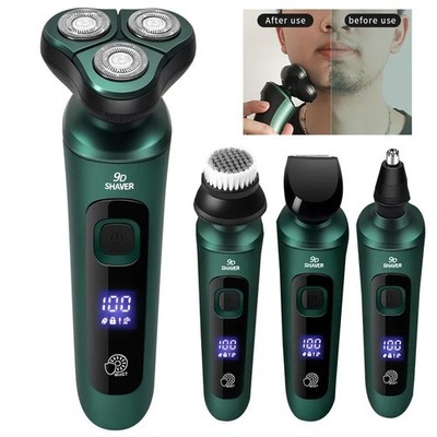 Herren Elektrorasierer Rasierer Nass/Trocken Wiederaufladbar Rotierend Kabellos USB Aufladen B9N3