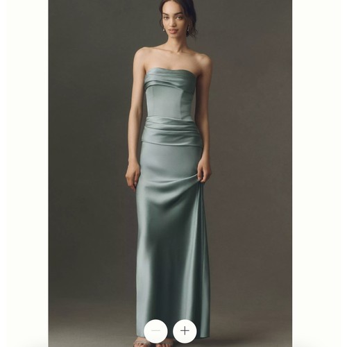 Anthropologie Mare Mare Isabella Strapless Ice Blue Ruched Corset Dress NWT