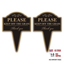 Keep Off the Grass Sign, 2-Pack 10  x14  Stay Off Grass for Yard Black -2 Pack