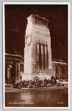 RPPC The Cenotaph London Night View Wreaths Memorial Valentines Unposted