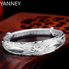 925 Sterling Silver Pisces play lotus bracelets Bangles for women fashion