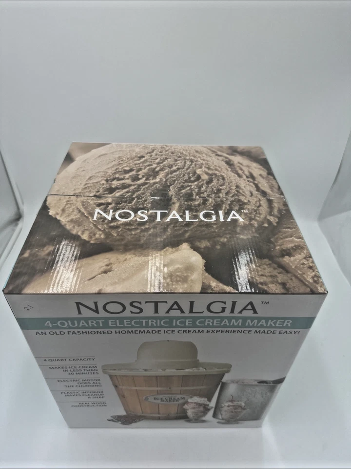 Nostalgia Electrics cubo de madera de 4 cuartos de galón heladera yogur congelado Foto 2 de 4