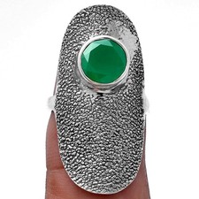 Natural Green Onyx 925 Sterling Silver Ring s.6 Jewelry R-1550