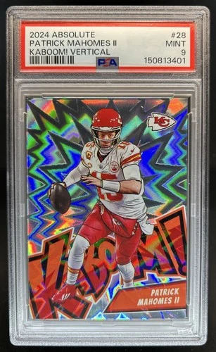 2024 Panini Absolute Patrick Mahomes II Kaboom Vertical SSP #28 Chiefs PSA 9