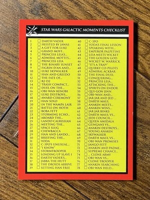 2018 TOPPS STAR WARS GALACTIC MOMENTS COUNTDOWN CHECKLIST RARE