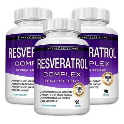 3PCS Resveratrol Supplement 1800mg Natural Antioxidant