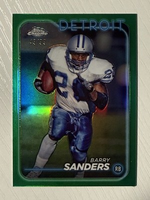 Barry Sanders 2024 Topps Chrome Green Refractor #67 43/99 Detroit Lions
