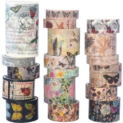YUBX Butterfly Washi 3/8'', 9/16'', 13/16'', 1'', 1 3/16'', 2 Multicolor