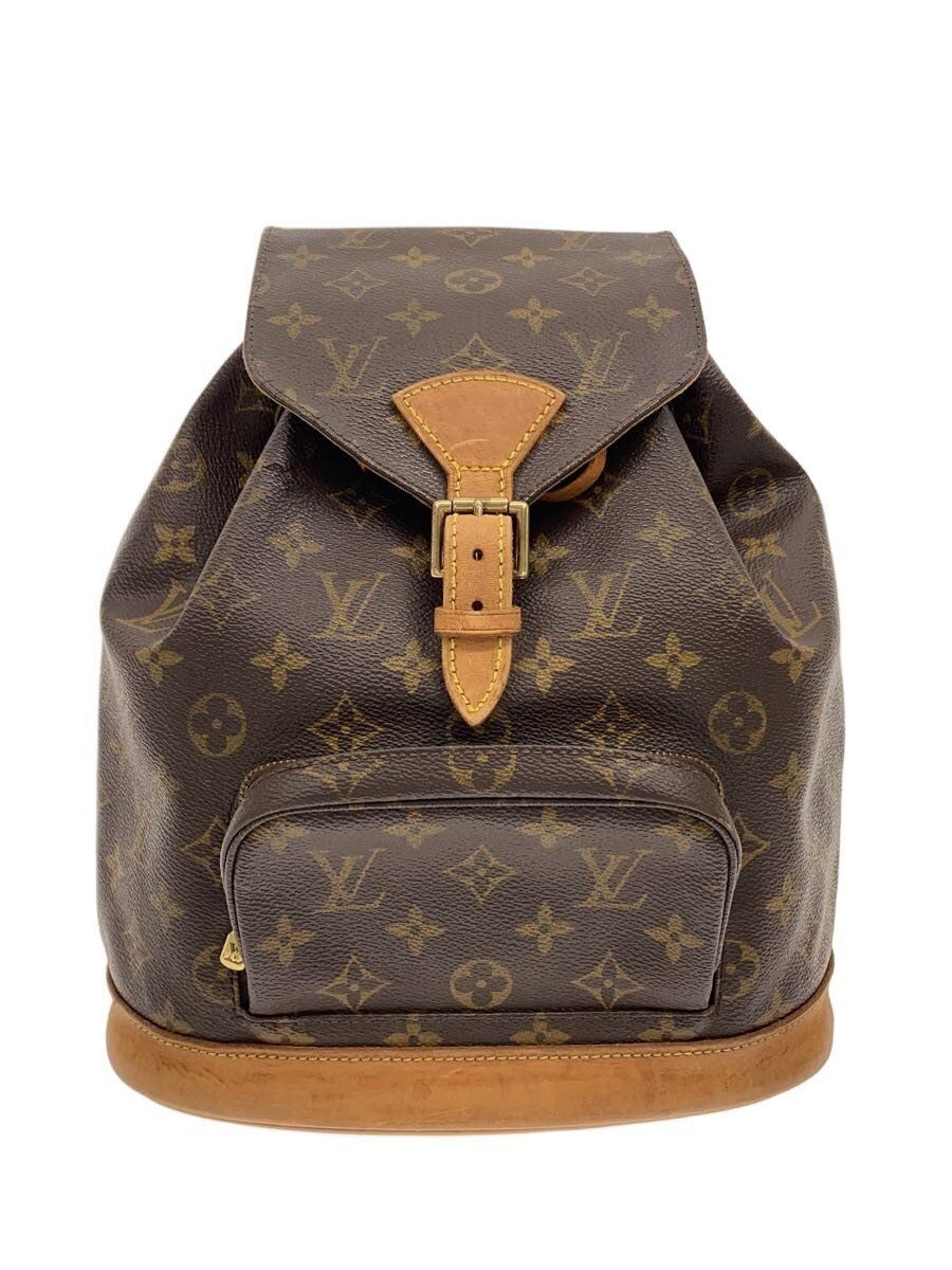 LOUIS VUITTON Backpack Montsouris MM_Monogram Canvas PVC Brown Used