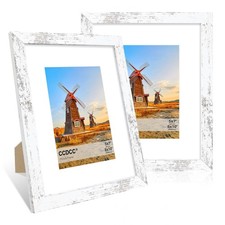 8x10 Picture Frame Set of 2, 8 x 10 Wood Photo Frames with Mat for 5x7, Rusti...
