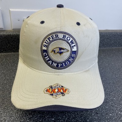 Baltimore Ravens Super Bowl XXXV Champions NFL Hat Cap StrapBack Beige Football