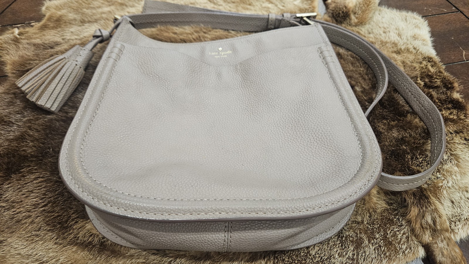 Kate Spade New York Orchard St. Edition Authentic Grey Crossbody/Leather Pebble