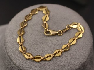 VINTAGE .375 9CT YELLOW GOLD Foldover Fancy Link 7" Chain Necklace 4.2g S46