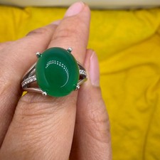 925 Sterling Silver Ring 12x10mm Natural Emerald Gemstone Zircon Big Jewelry