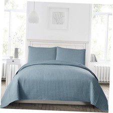 Queen Size Quilt Bedding Sets with Pillowcases,Lightweight for Full/Queen Blue