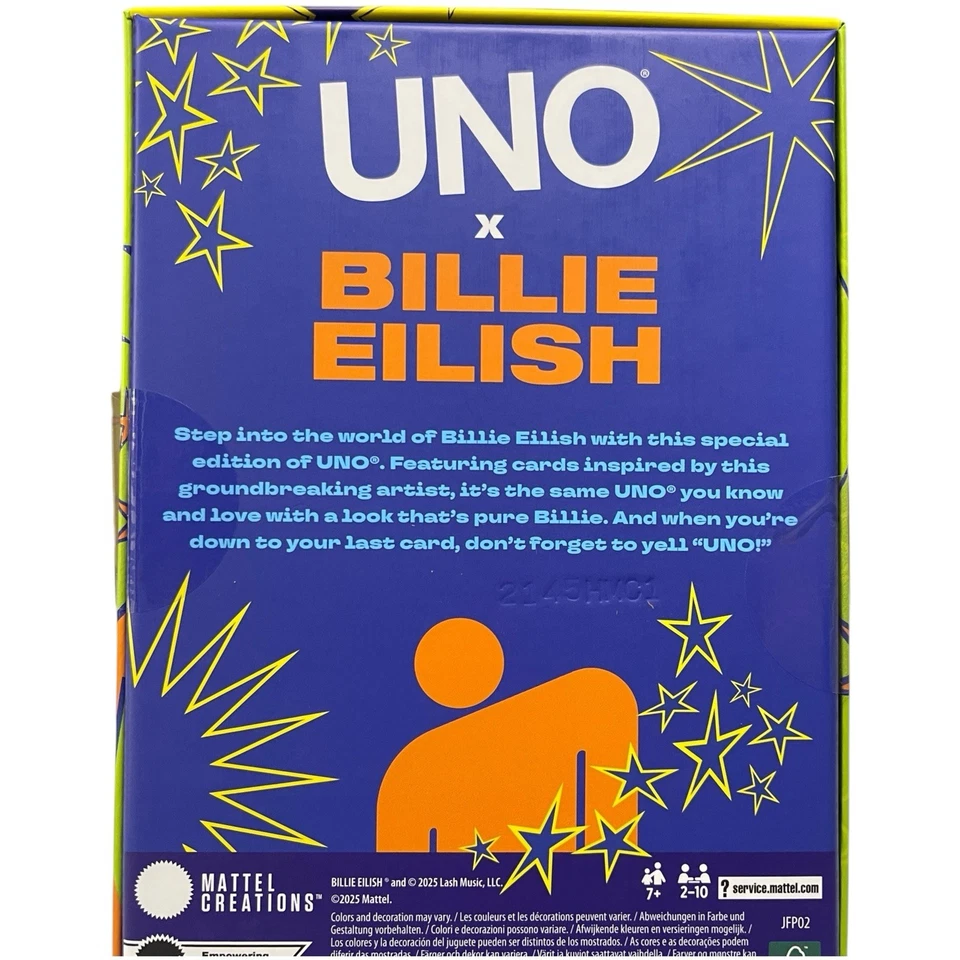 Billie Eilish UNO CANVAS Card Game by Mattel LIMITED EDITION NEW SEALED - Image 3 of 4