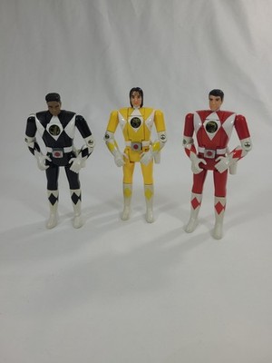 Vtg Lot Of 3 Mighty Morphin Power Rangers Flip Head Figures Bandai 1993 Red Blk 