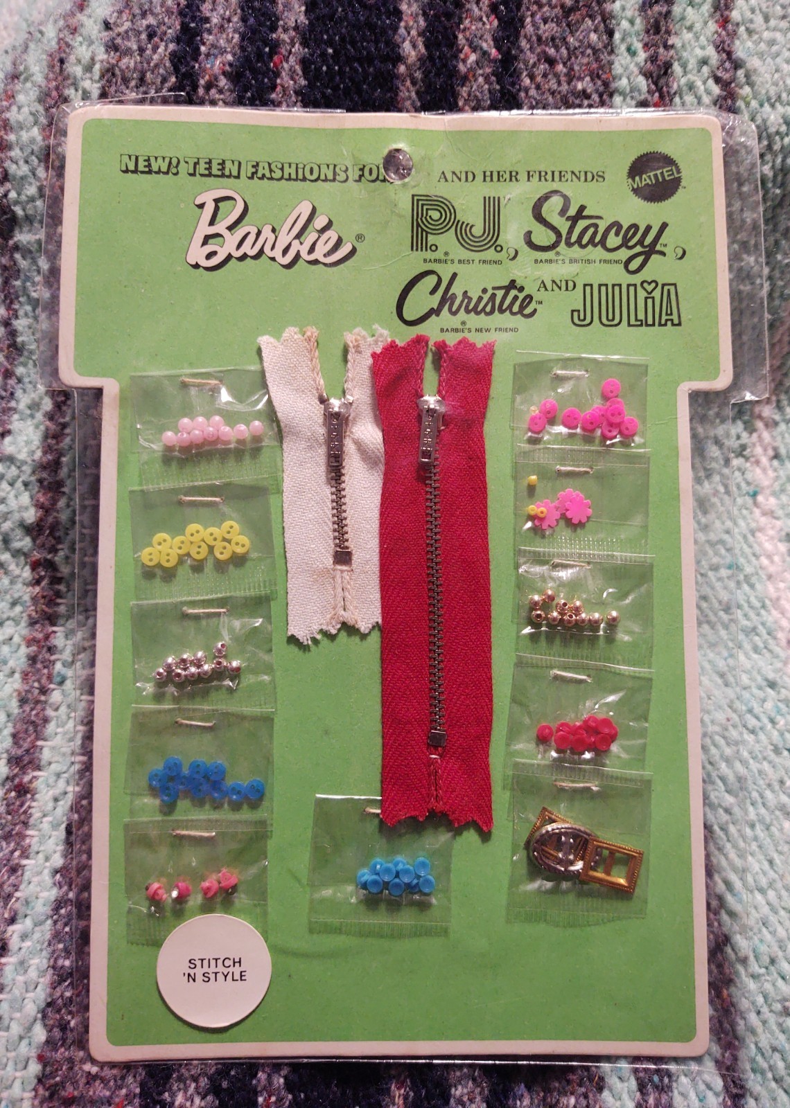 Vintage Mattel Teen Fashion Barbie Doll Stitch N Style Zipper Buttons Buckle MIP