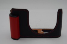 Milicase Leather Camera Half Case for Leica Q3 Cameras, with Grip Black/Red 