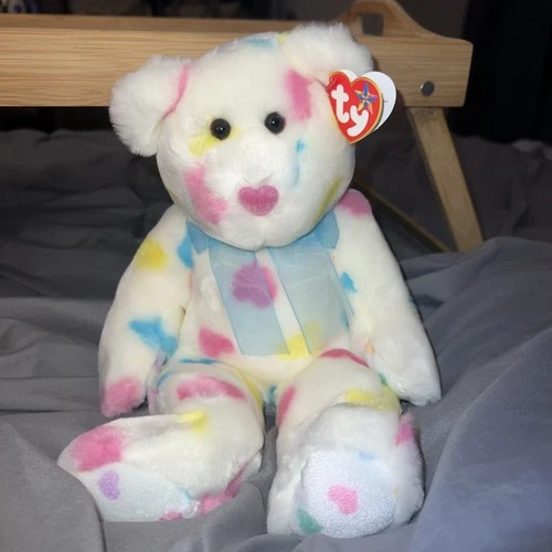 Ty Beanie Buddy Kissme the Retired 15" Hearts Bear (Vintage 2002) New-Mint