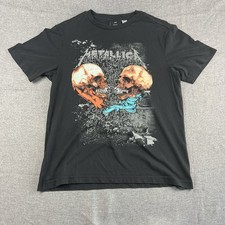 Metallica Shirt Mens M Black Graphic H&M Regular Fit T-Shirt Tee Band Music Rock
