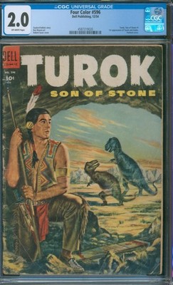 Four Color #596 (1954)   CGC 2.0   1st Turok Son of Stone! Golden Age Dell Comic