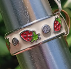 LAUREN G ADAMS BAND WHITE RED STRAWBERRY RHODIUM PLATED SIZE 7.75 USA TAG 8 NWT — photo 1