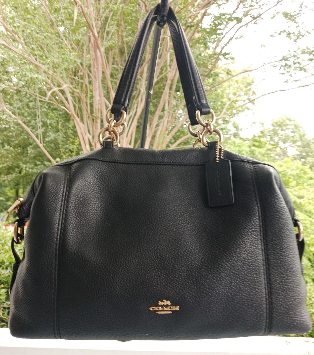 Coach F59325 Lenox Black Leather Zip Top Satchel | eBay