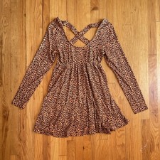 Daily Practice by Anthropologie Square-Neck Mini Dress Leopard Animal Print Sz S