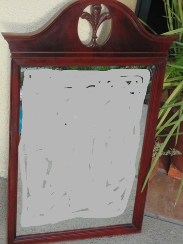 Vintage Antique Style Wooden Mahogany Wall Mirror Chippendale Victorian 38" Tall