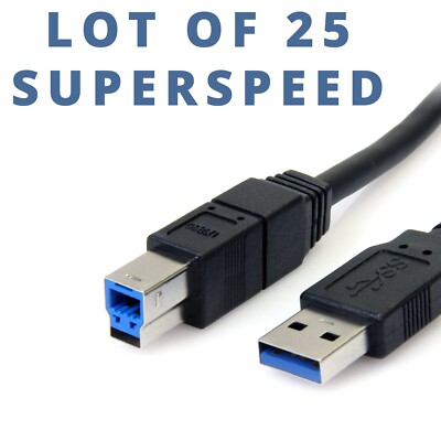 LOT of 25 6FT HIGH QUALITY GENUINE CABLES USB 3.0 A to B FOR AUDIO EQUIPMENT