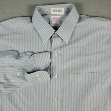 Brooks Brothers Shirt Mens 16 Blue Striped Dress Button Up Long Sleeve