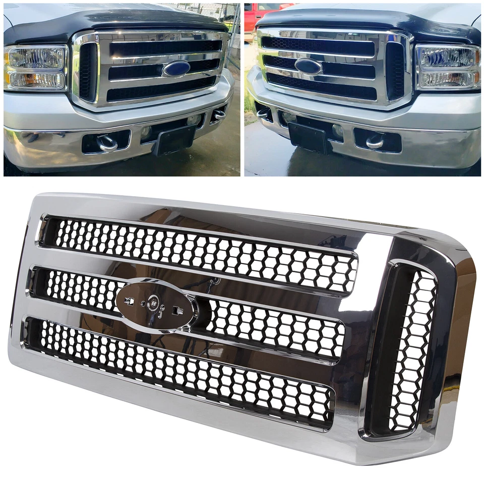 Chrome Grille For Ford 2005 2006 2007 Super Duty F-250 F-350 Conversion Grill - Image 3 of 4