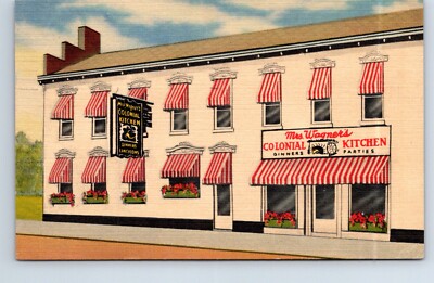 Postcard Linen Ohio Eaton Mrs Wagners Colonial Kitchen