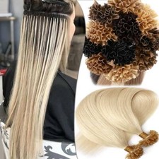 U Nail Tip Pre Bonded Keratin Glue Fusion Remy Human Hair Extensions 22" 24" 1g