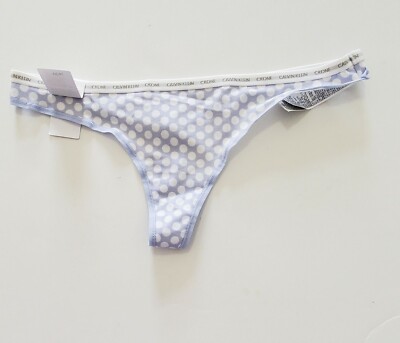 2 Calvin Klein CK One Cotton Thong Underwear Panty Dot Print QD3783 Sz M - NWT