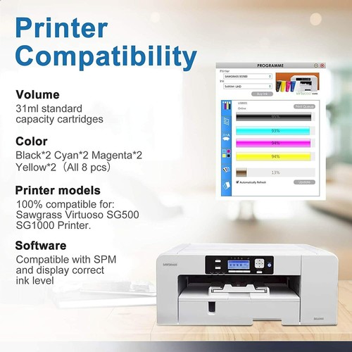 Sublimation Ink Cartridge Compatible for Sawgrass SG500 SG1000 Printer (ver A) - Picture 3 of 9