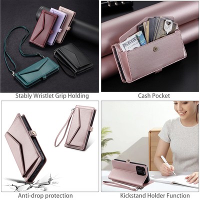 Für Redmi Note 13 Pro Plus/12s Leder Brieftaschenhülle Flip Halter Telefonhülle