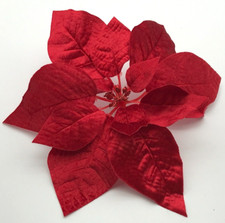 Large 9.5  POINSETTIA FLOWER CLIP-ON CHRISTMAS Ornament DECORATION VINTAGE