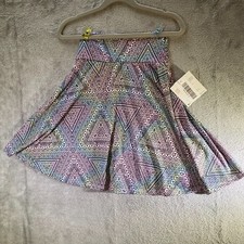 Lularoe Kids Azure-6 Skirt - Triangles - Pink Green