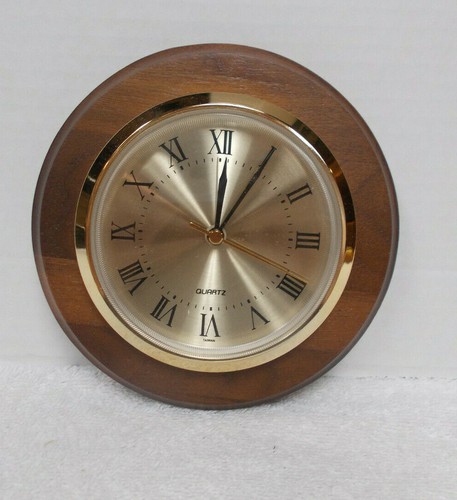 3 1/2" Replacement Clock Gold Bezel -Roman Numbers Med/Drk Wood Ring Round Alarm - 第 1/4 張圖片