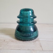 Aqua (Blue/Green) Hemingray 42 Electrical Glass Insulator - Made in USA