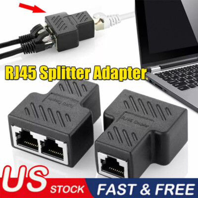 RJ45 Splitter Adapter 1 to 2 Ways Dual Female Port CAT6/5/7 LAN Ethernet Cable