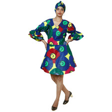 African Women's Ruffle Sleeve Wrap Dress -- FI-73P