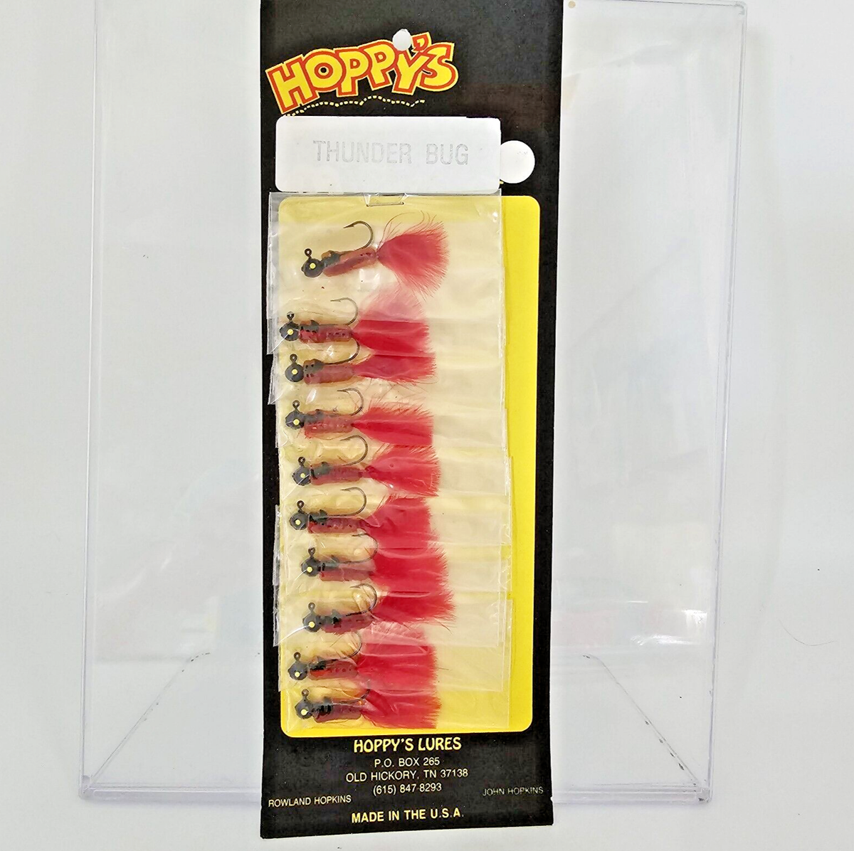Vtg Hoppy's Lures Thunderbug Crappie Jigs 10 Card Pack Orange Body