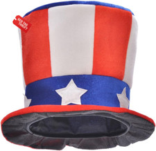 Patriotic Velvet Uncle Sam Top Hat for Mens, 4Th of July Top Hat for Independent
