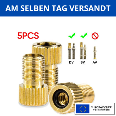 Set 5 x Ventiladapter Fahrrad Ventil Adapter Dunlop Schrader Autoventil SV DV