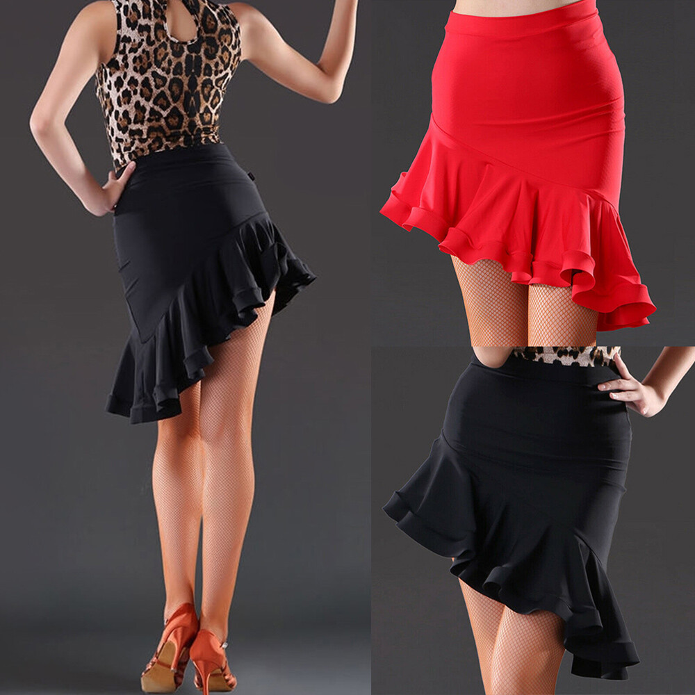 Damas Salsa Latina con Volantes Rumba Cha Cha Ropa de Baile Volantes Faldas de Baile Salón