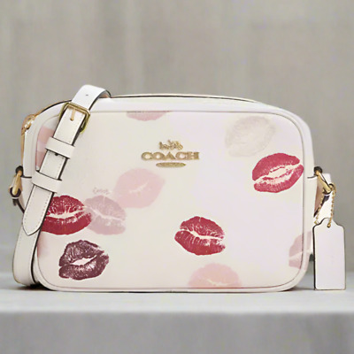 Coach Jamie Camera Bag Lip Print Kiss White Leather Coach Jamie Camera Bag Lip Print Kiss White Leather